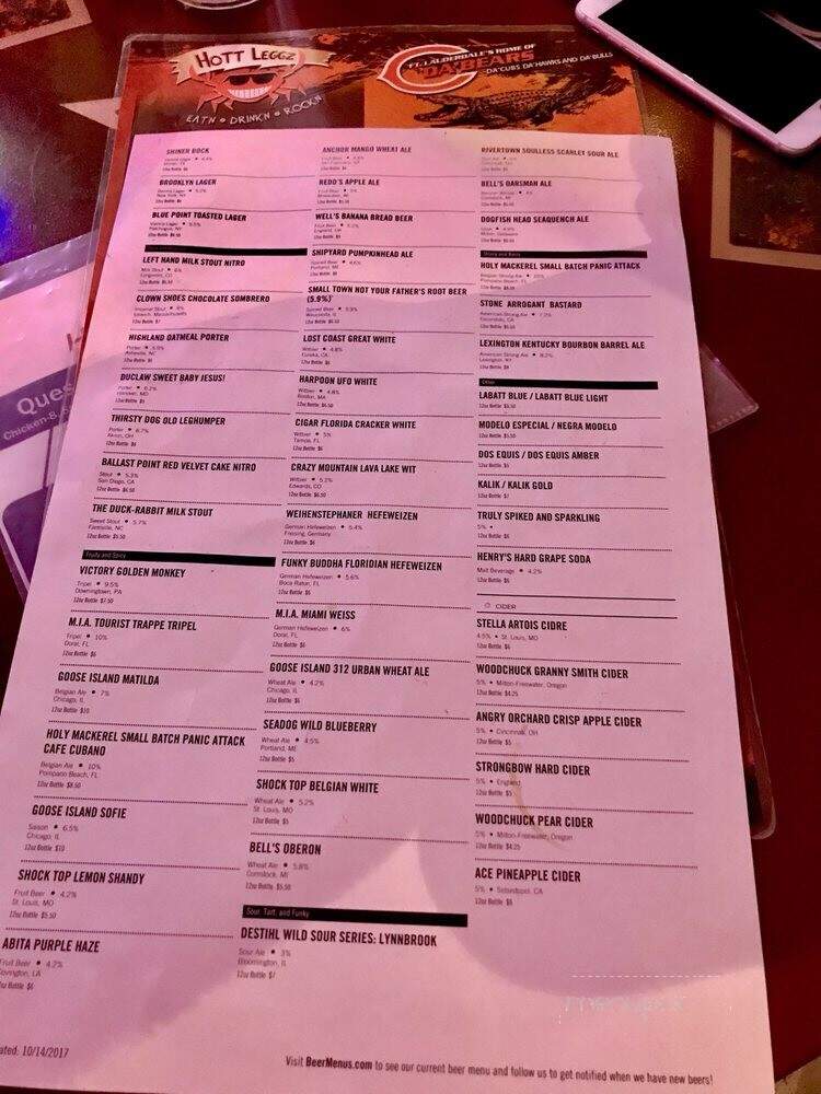 Hott Legg'z - Fort Lauderdale, FL menu_pic