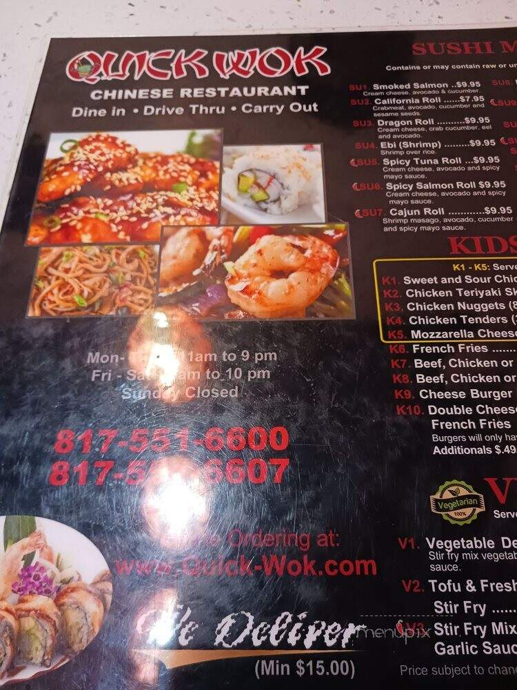 Quick Wok - Fort Worth, TX menu_pic