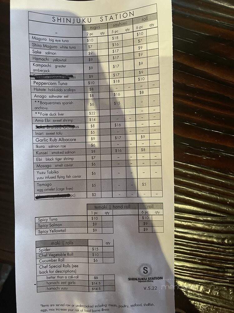 Shinjuku Station - Fort Worth, TX menu_pic
