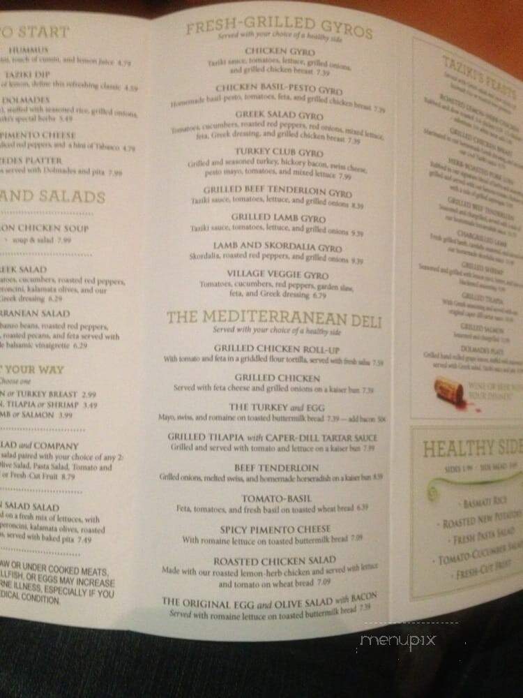 Taziki's Cafe - Franklin, TN menu_pic
