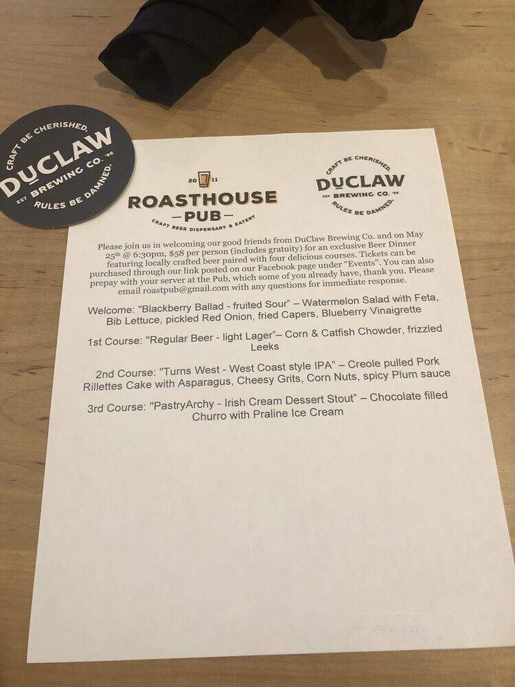 Roasthouse Pub - Frederick, MD menu_pic
