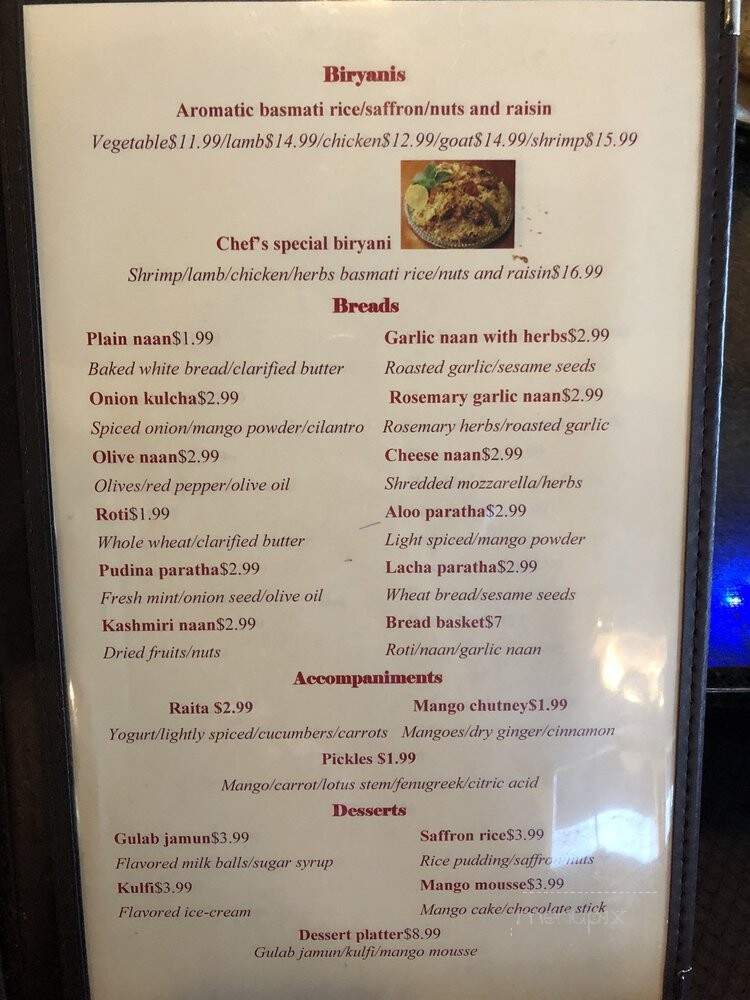 Delhi 6 - Frederick, MD menu_pic