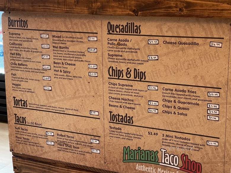 Marianas Taco Shop - Frisco, TX menu_pic