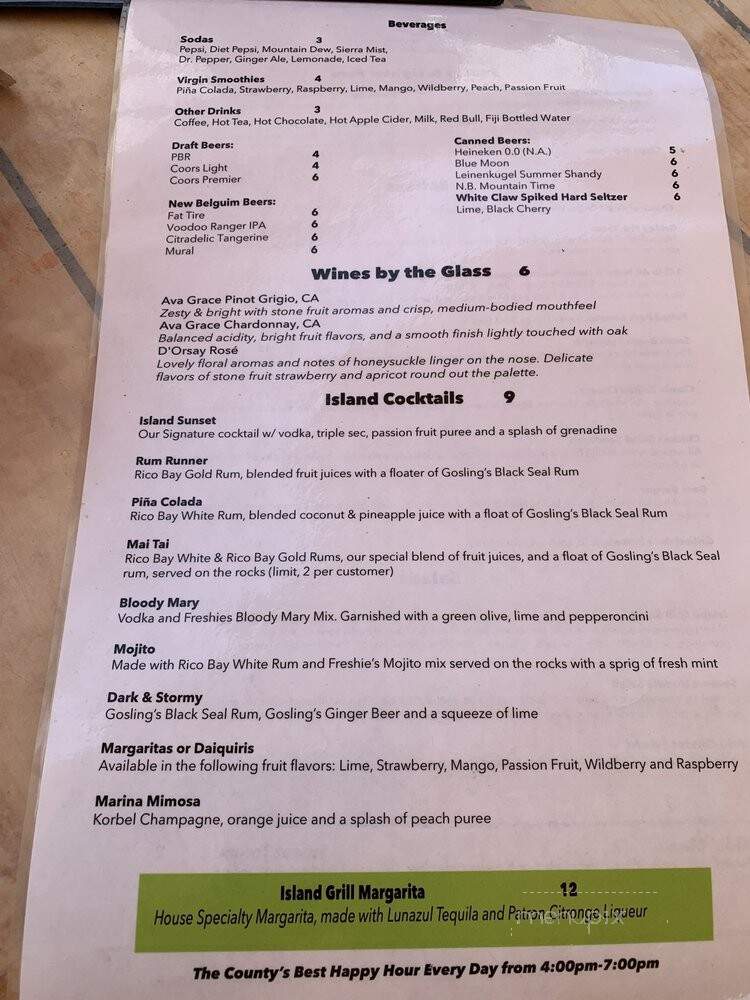 Island Grill at Frisco Bay - Frisco, CO menu_pic