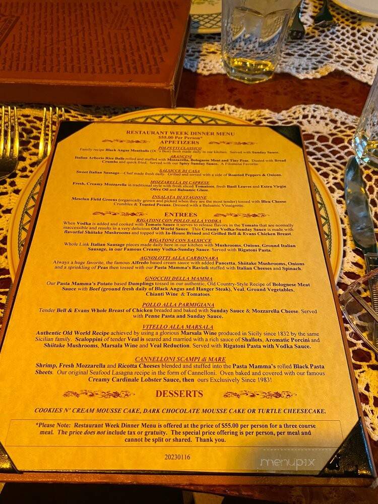Filomena - Washington, DC menu_pic