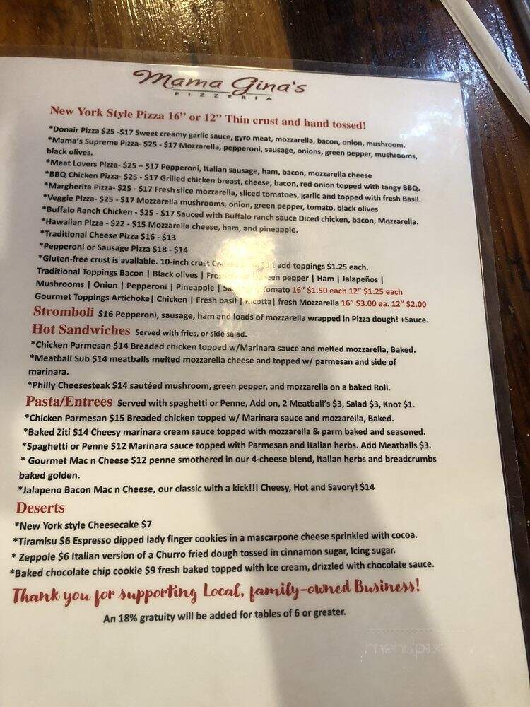 Mama Gina's Pizzeria - Glendale, AZ menu_pic