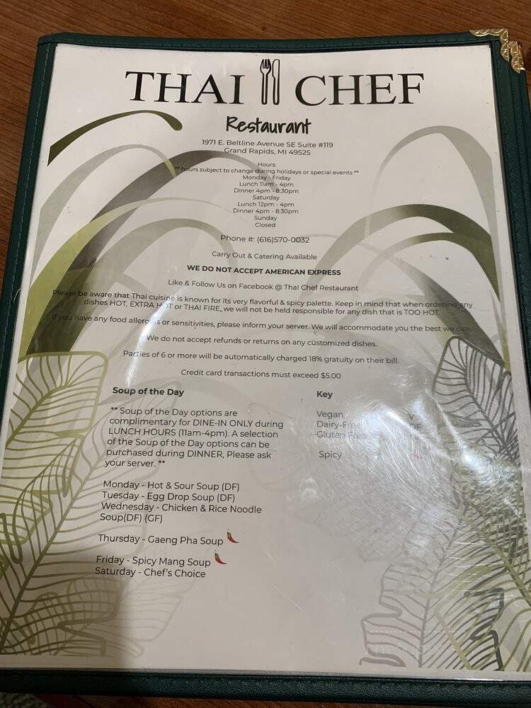 Thai Chef - Grand Rapids, MI menu_pic