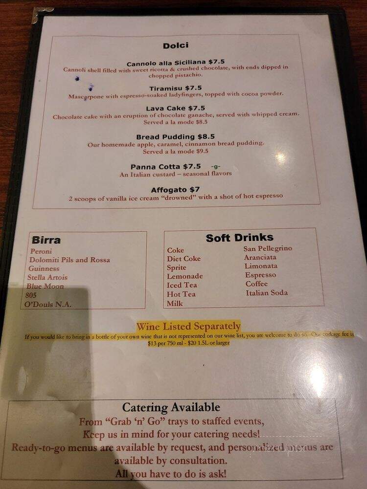 Vaiano - Granite Bay, CA menu_pic