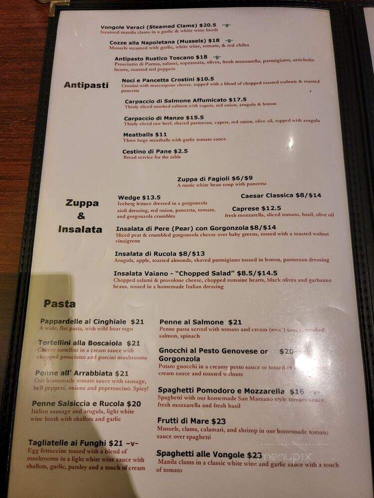 Vaiano - Granite Bay, CA menu_pic