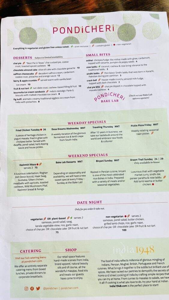 Pondicheri - Houston, TX menu_pic