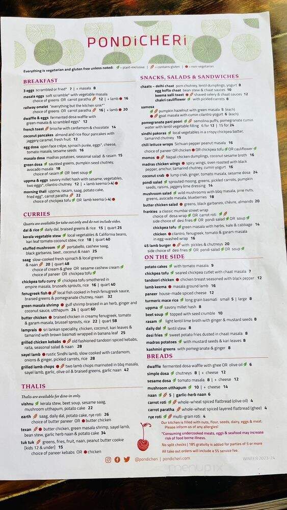 Pondicheri - Houston, TX menu_pic