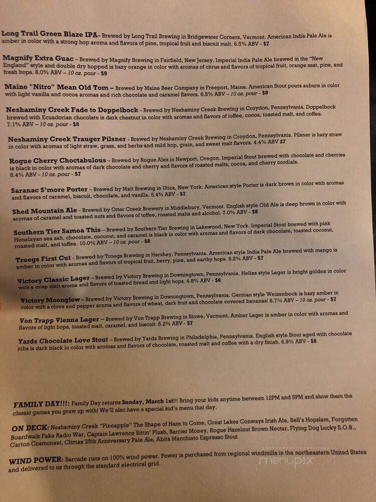 Barcade - Jersey City, NJ menu_pic