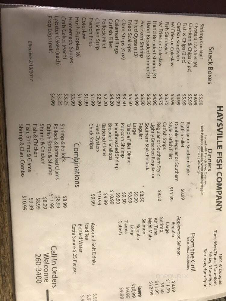 Haysville Fish Company - Haysville, KS menu_pic