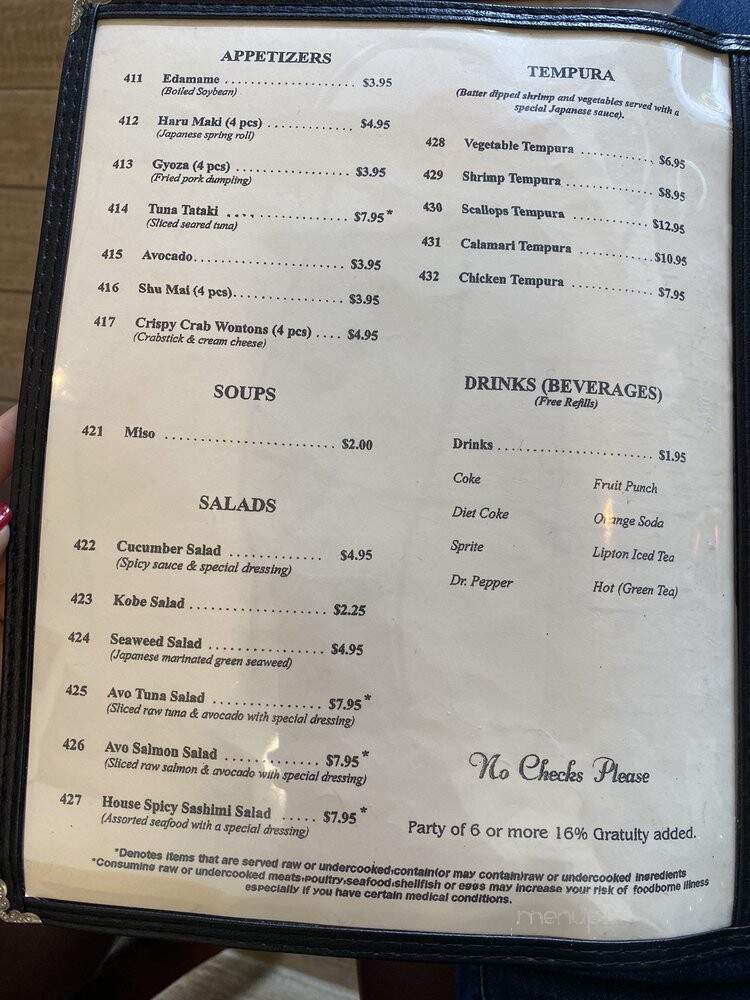 Kobe Hibachi Sushi - Holly Springs, NC menu_pic