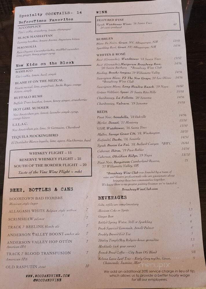 Wood Vine - Hollywood, CA menu_pic