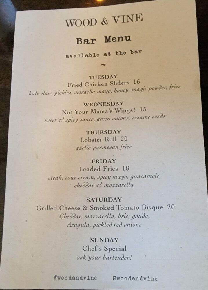Wood Vine - Hollywood, CA menu_pic