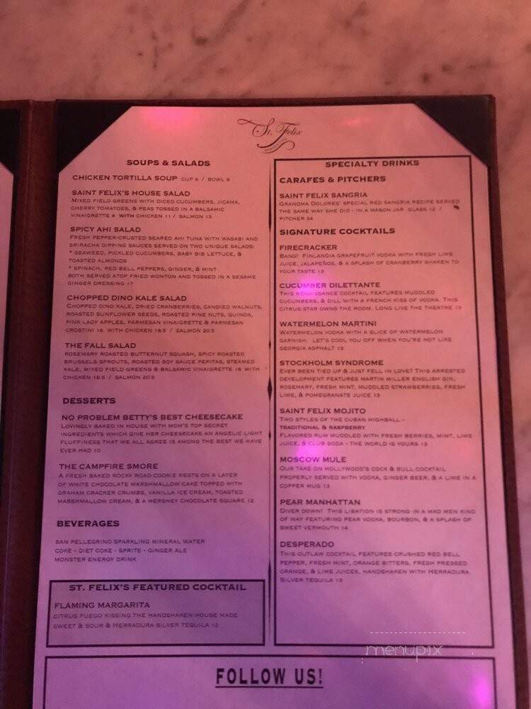 Saint Felix Hollywood - Los Angeles, CA menu_pic