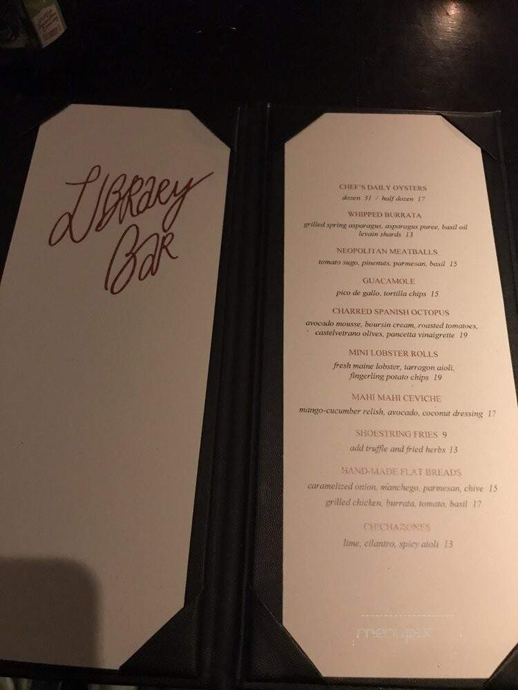 Library Bar at the Hollywood Roosevelt Hotel - Los Angeles, CA menu_pic