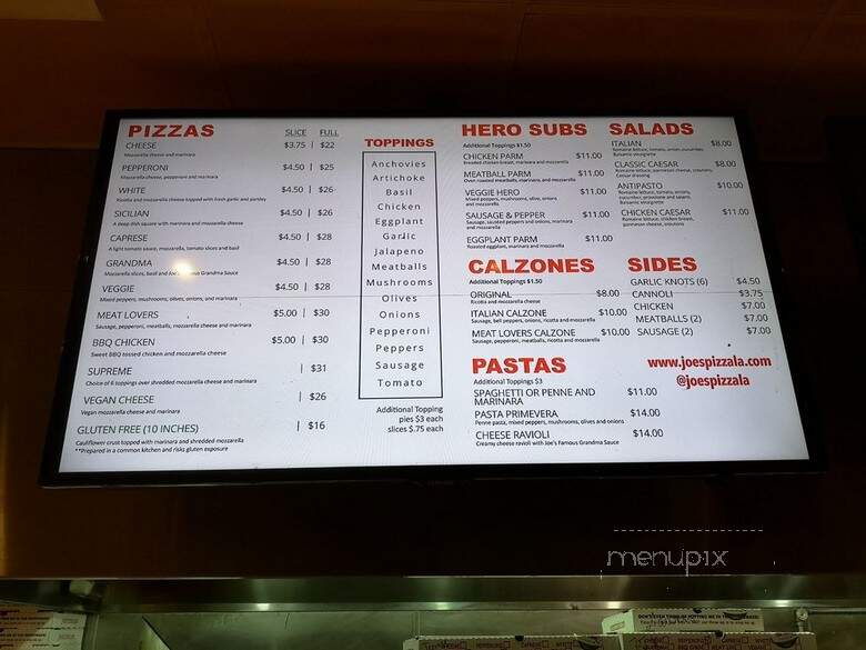 Joe's Pizza on Hollywood - Los Angeles, CA menu_pic