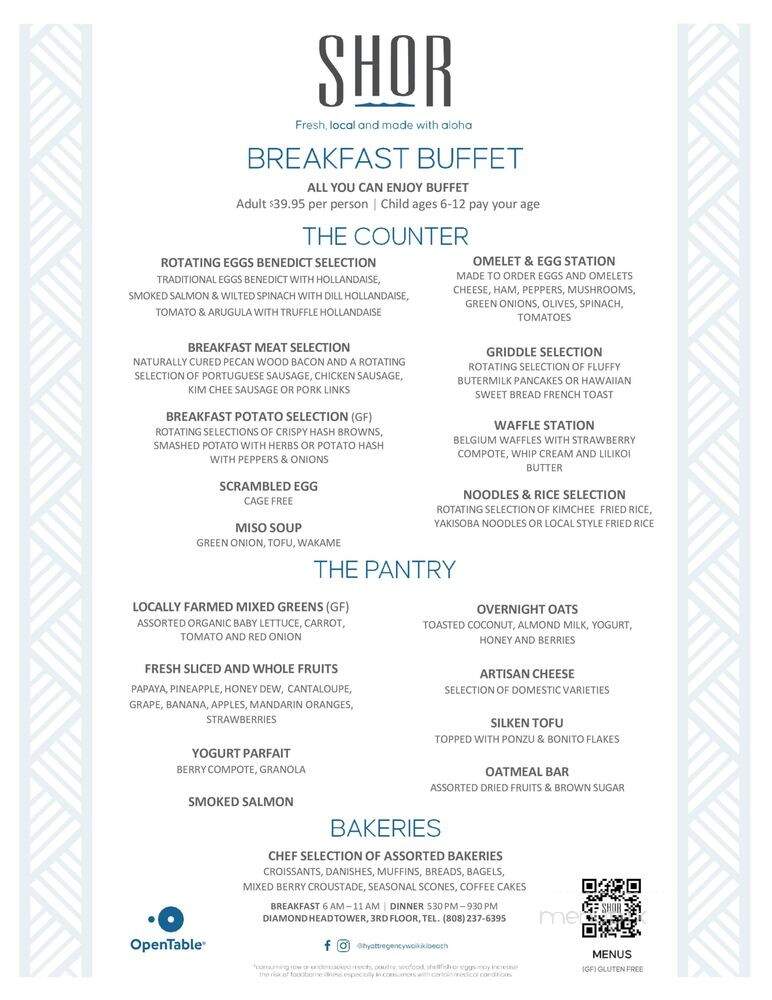 Shor - Honolulu, HI menu_pic