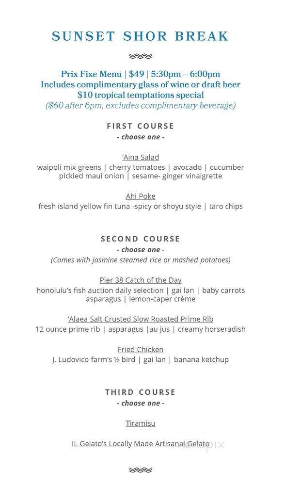 Shor - Honolulu, HI menu_pic
