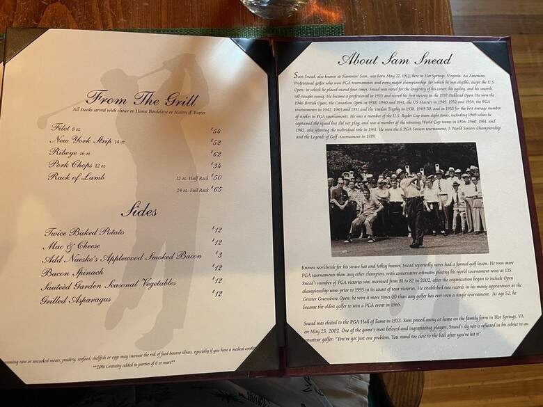 Sam Snead's Tavern - Hot Springs, VA menu_pic