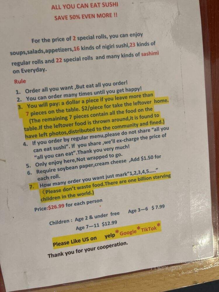 Sushi Club - Indianapolis, IN menu_pic