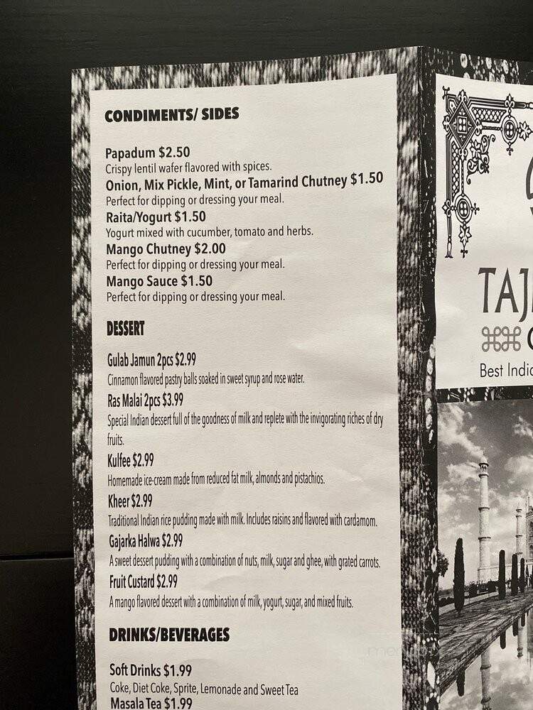 Taj Mahal Grill - Kennesaw, GA menu_pic