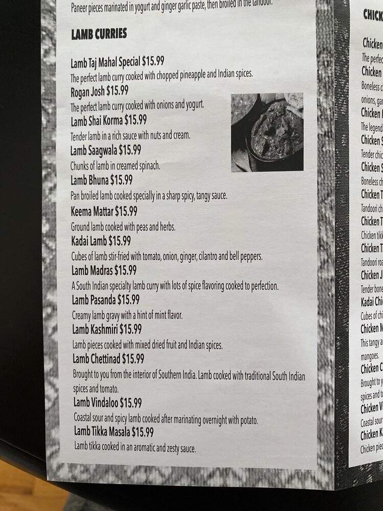 Taj Mahal Grill - Kennesaw, GA menu_pic