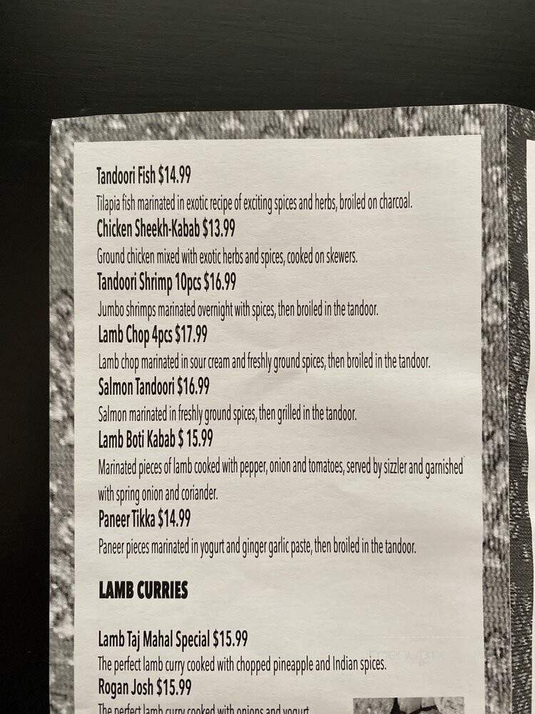 Taj Mahal Grill - Kennesaw, GA menu_pic