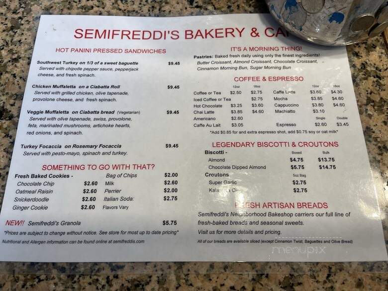 Semifreddi's Bakery - Kensington, CA menu_pic