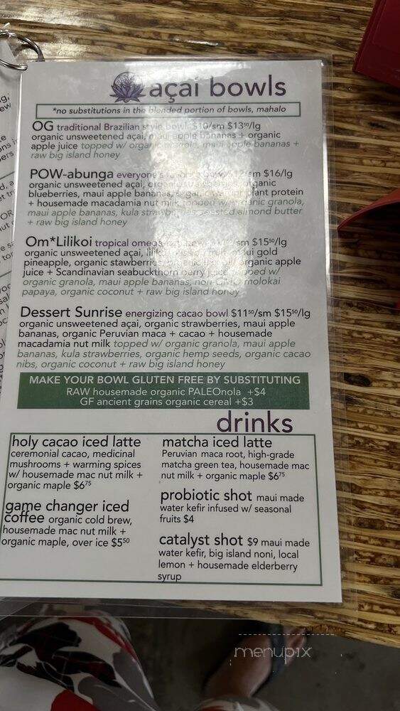 Choice Health Bar - Lahaina, HI menu_pic