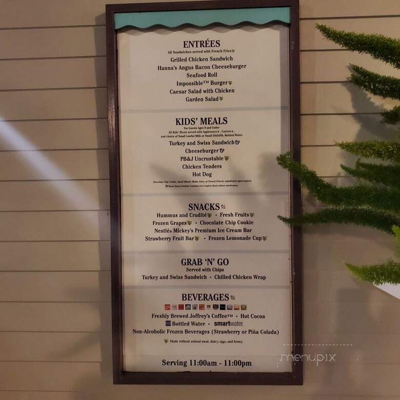 Hurricane Hanna's Grill - Lake Buena Vista, FL menu_pic