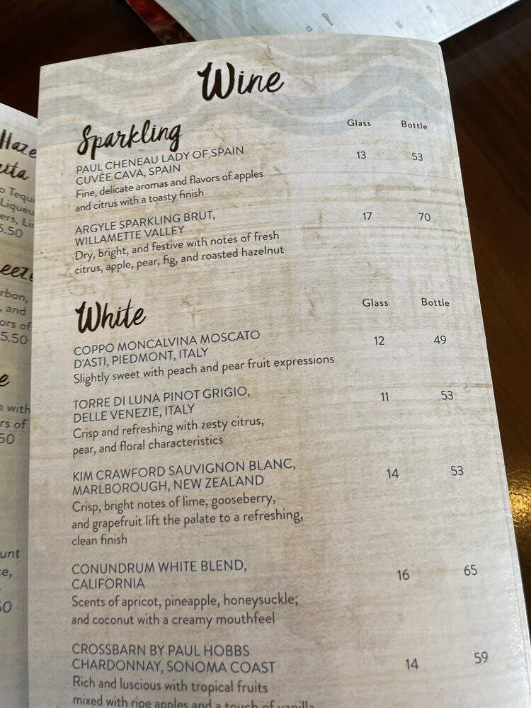 Tambu Lounge - Lake Buena Vista, FL menu_pic
