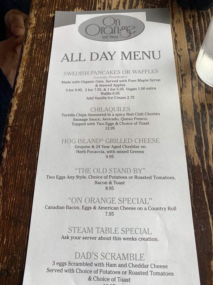 On Orange - Lancaster, PA menu_pic