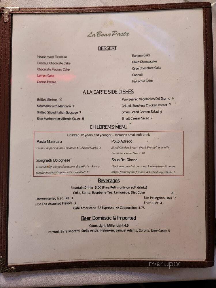 La Bona Pasta - Litchfield Park, AZ menu_pic