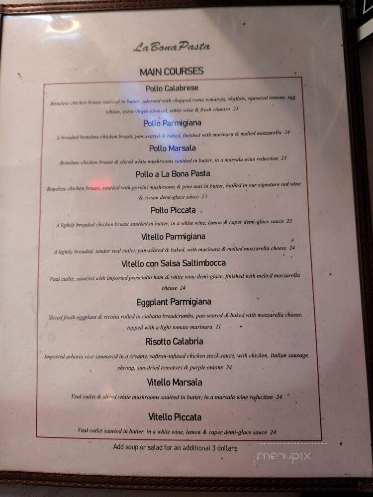 La Bona Pasta - Litchfield Park, AZ menu_pic