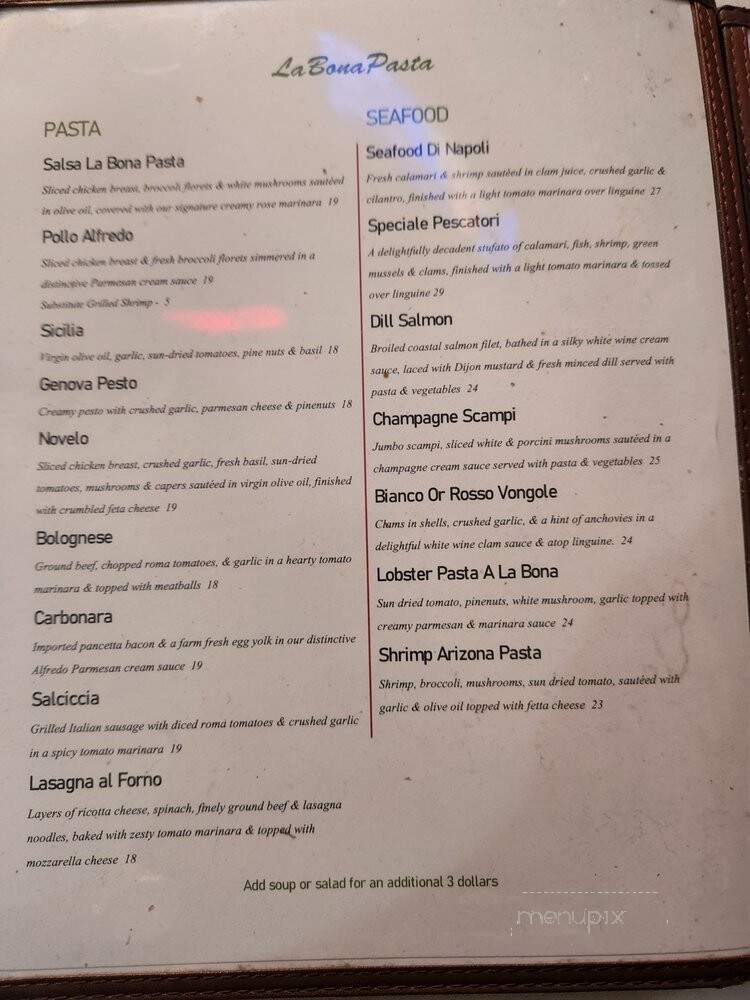 La Bona Pasta - Litchfield Park, AZ menu_pic