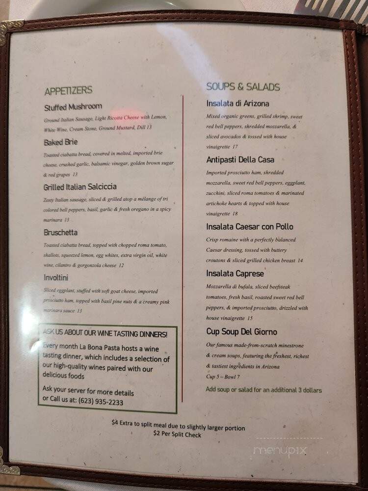 La Bona Pasta - Litchfield Park, AZ menu_pic