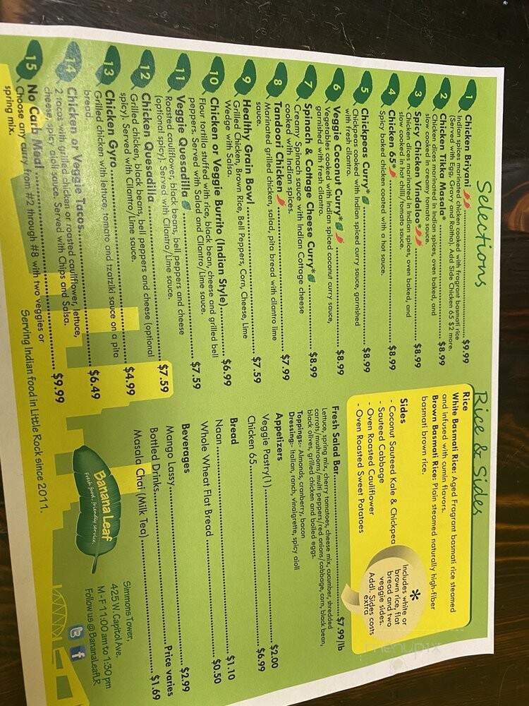 Banana Leaf Indian Food Truck - Little Rock, AR menu_pic