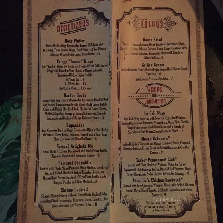 Roxannes Lounge - Long Beach, CA menu_pic