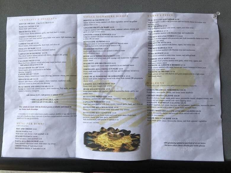 Cafe Vitale - Los Altos, CA menu_pic