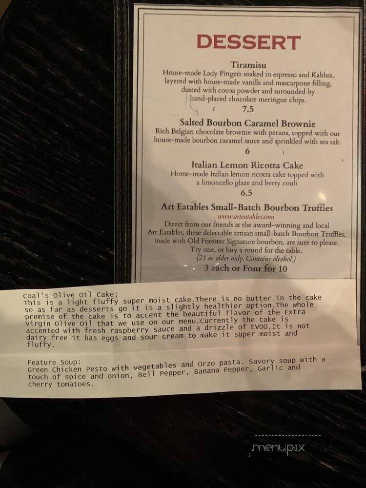 Coals Artisan Pizza - Louisville, KY menu_pic