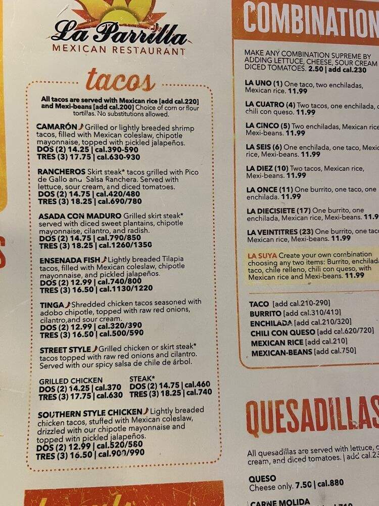 La Parilla - Macon, GA menu_pic