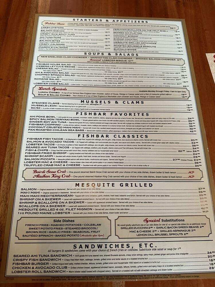 Fishbar - Manhattan Beach, CA menu_pic