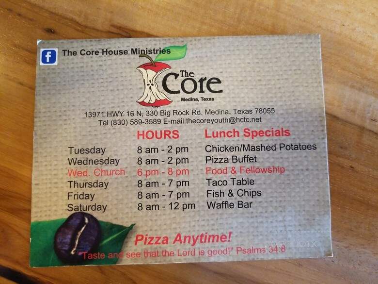 The Core Coffee House - Medina, TX menu_pic