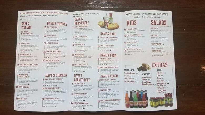 Daves Cosmic Subs - Medina, OH menu_pic