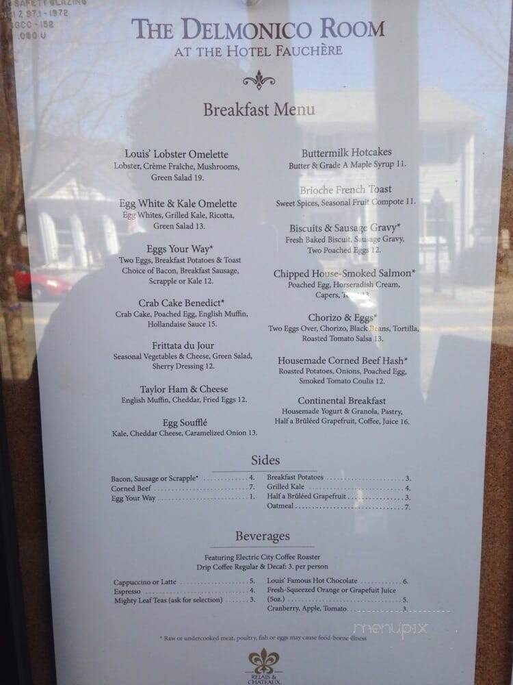 Delmonico Room - Milford, PA menu_pic
