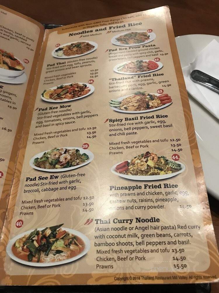 Thailand Restaurant - Mill Valley, CA menu_pic