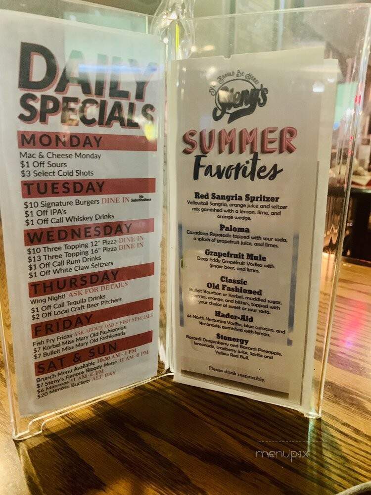 Steny's Tavern Grill - Milwaukee, WI menu_pic